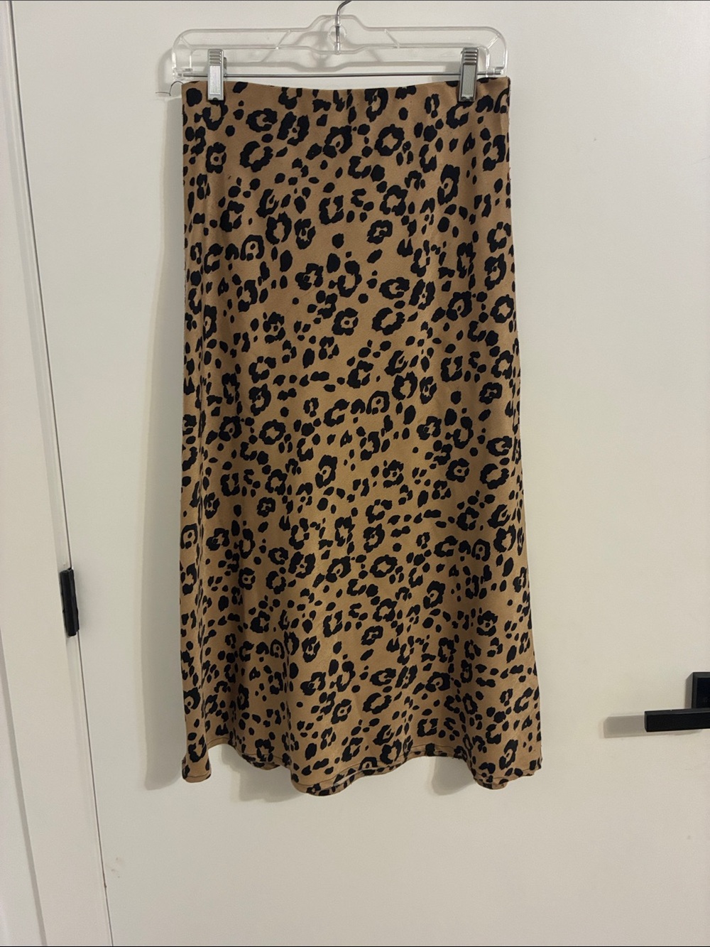 Lucca Leopard Print Midi Skirt - Black on Tan Size Medium